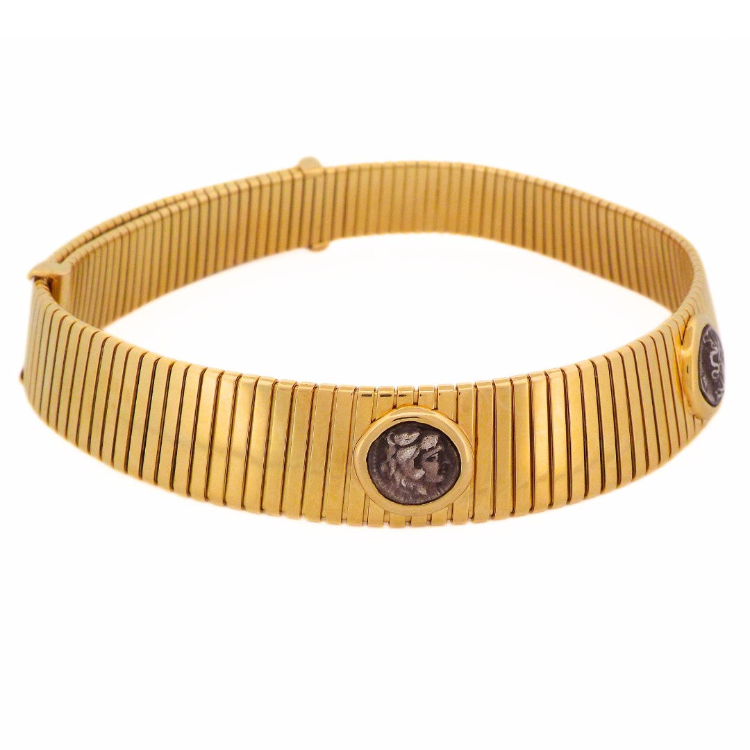 Bulgari 18K Gold 'Monete' Tubogas Choker Necklace