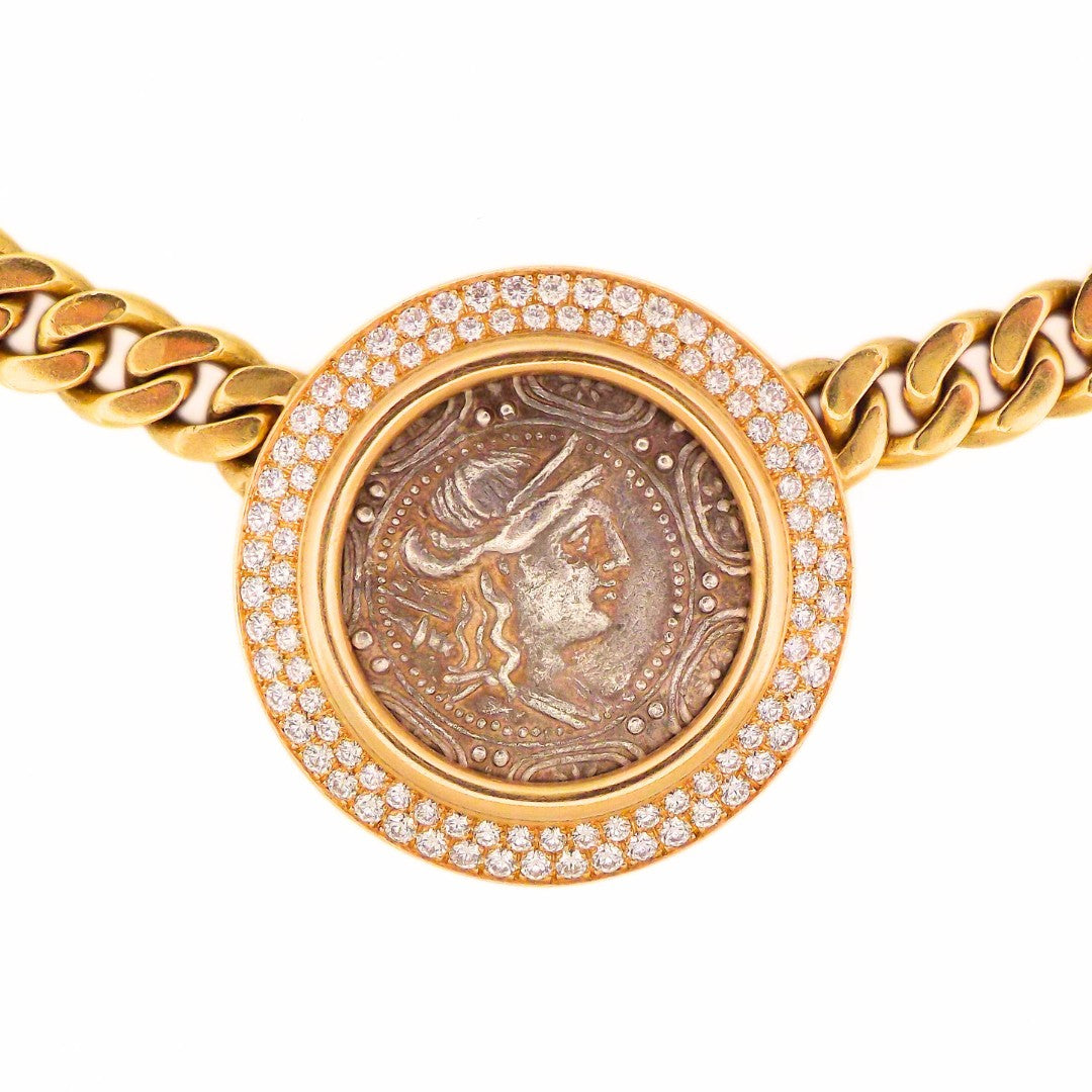 Bulgari 18K Diamond Monete Chain Necklace