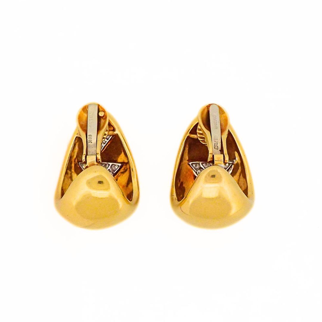 David Webb 18K Gold Diamond Earrings