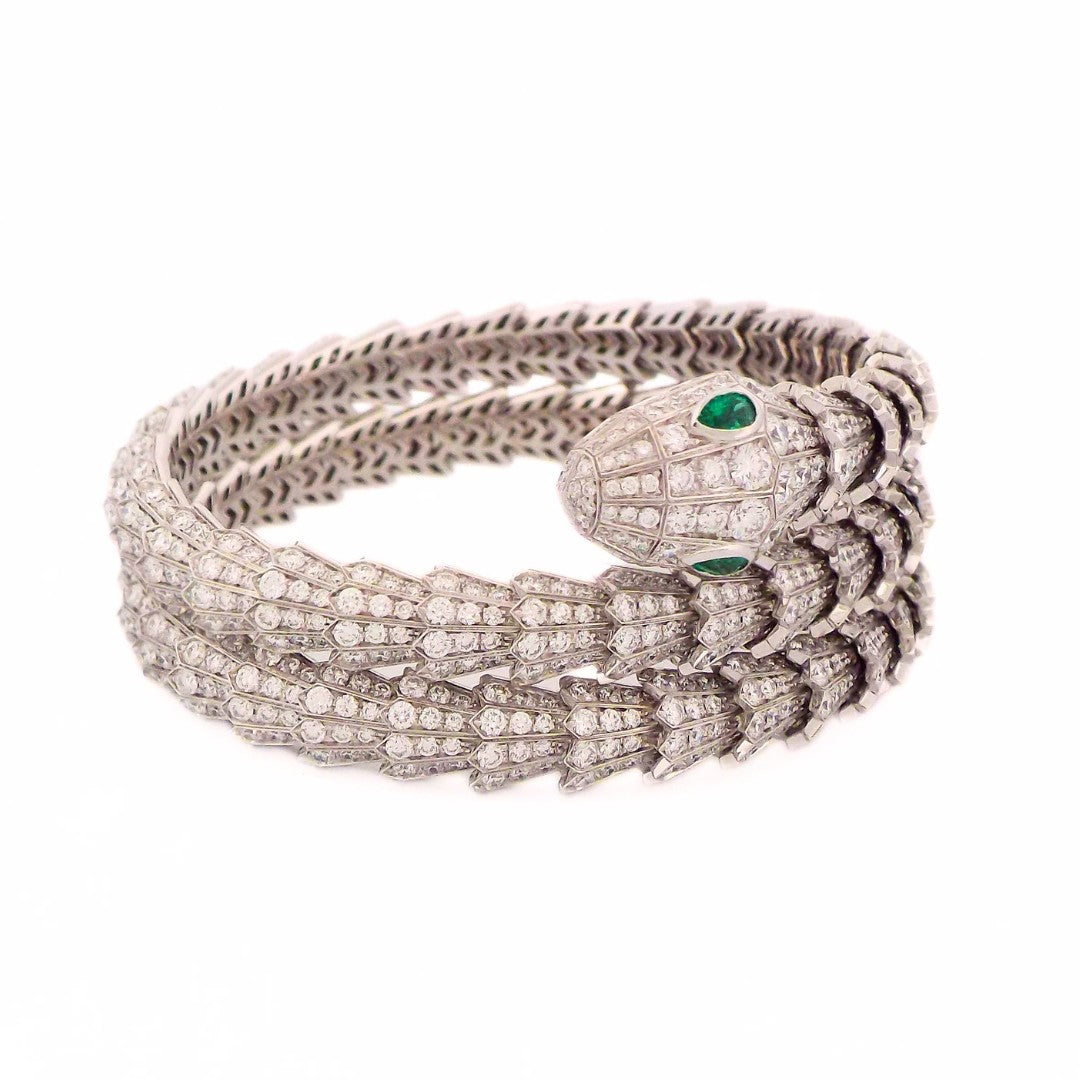 Bulgari 18K Diamond Emerald 'Serpenti' Bracelet