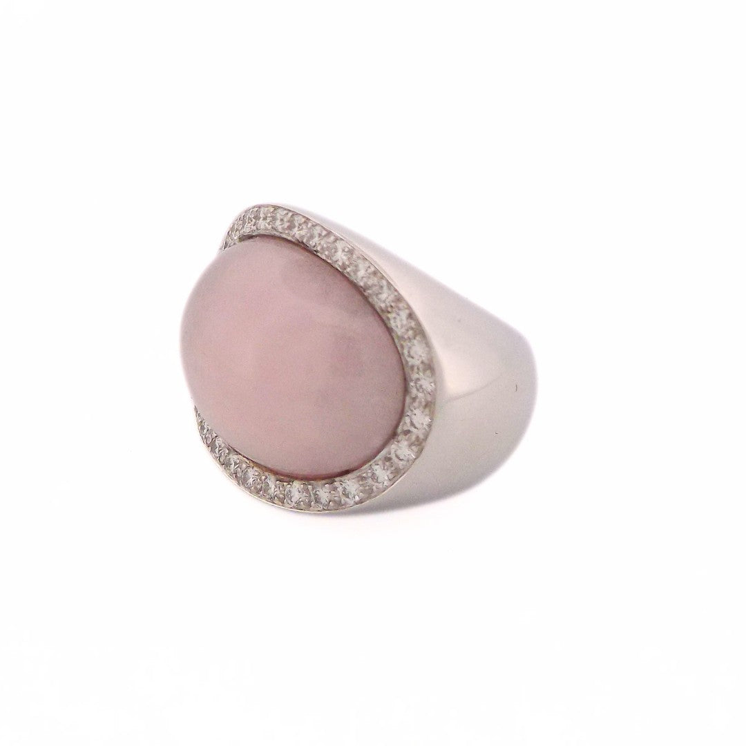 Van Cleef & Arpels 18K Rose Quartz Ring SZ 52