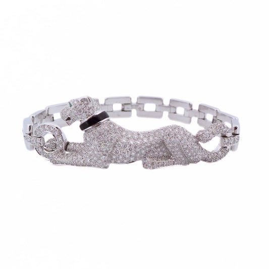 Cartier 'Panthére' 18K Gold Diamond Emerald Onyx Link Bracelet