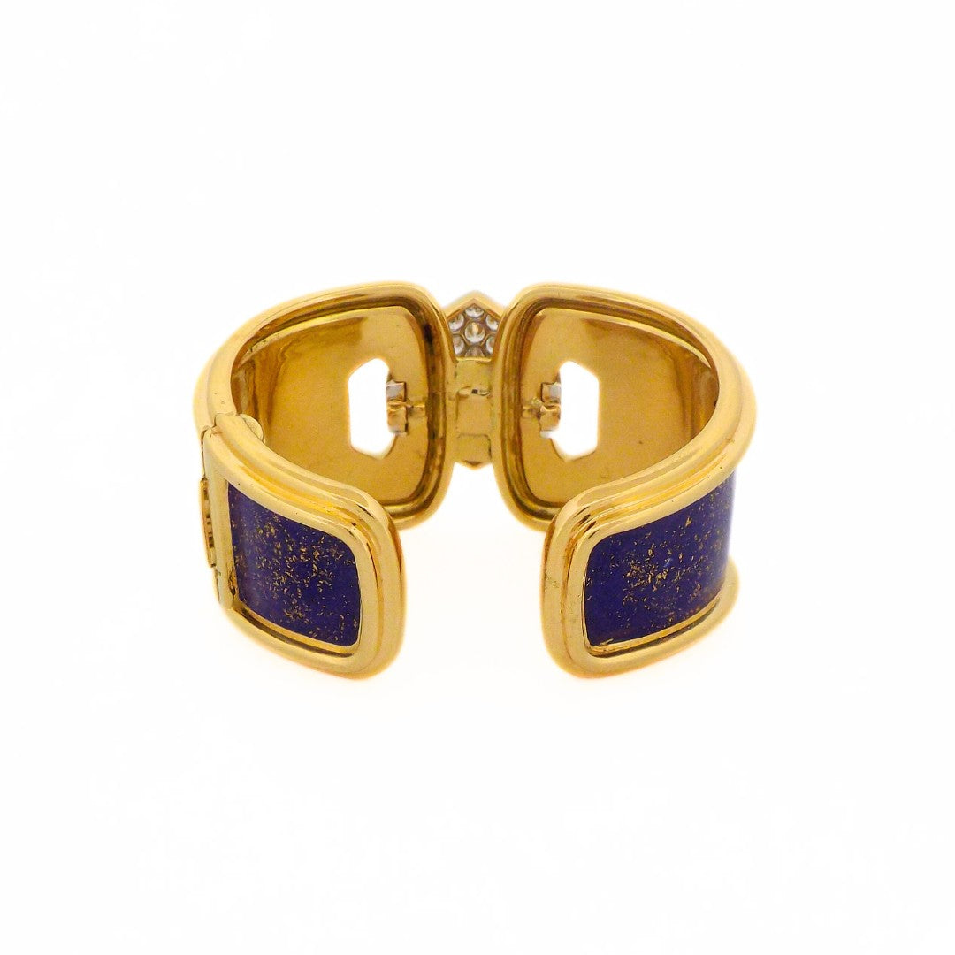 David Webb 18K Blue Enamel Diamond Bracelet