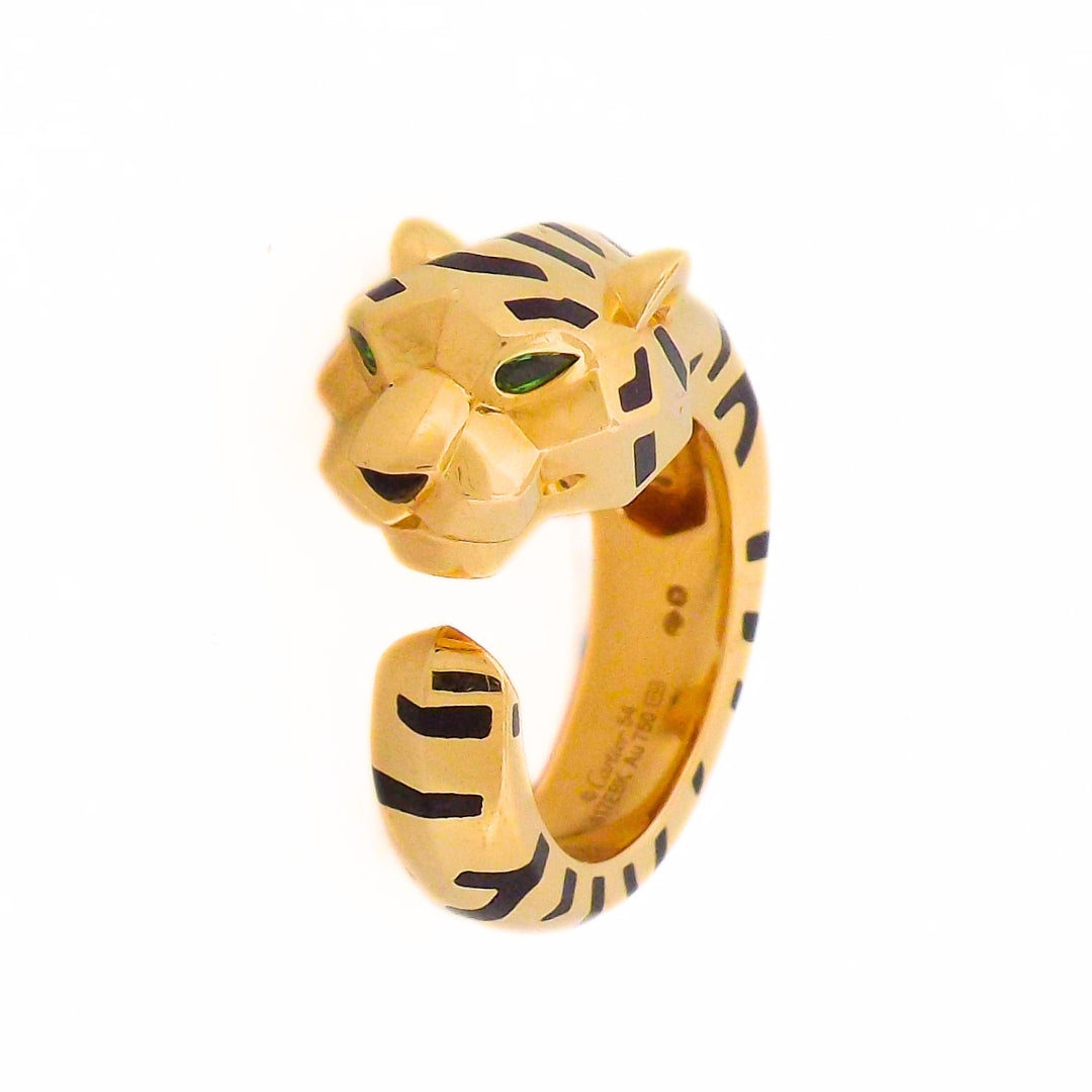 Cartier 18K 'Panthère de Cartier' Onyx Garnet Ring SZ 54