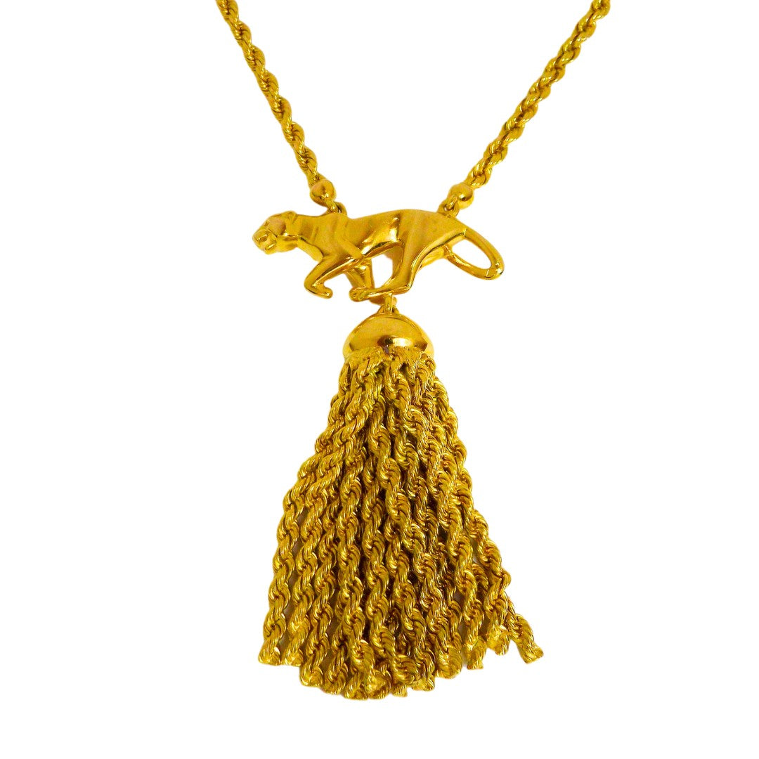 Cartier 18K Gold Panthere Tassel Necklace