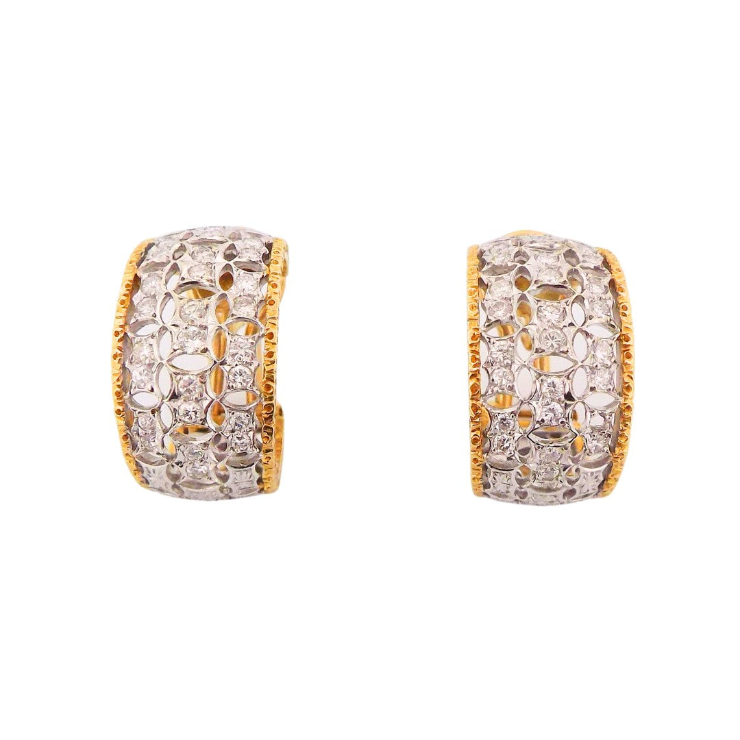 Mario Buccellati 18K Diamond 'Scacchi' Hoop Earrings