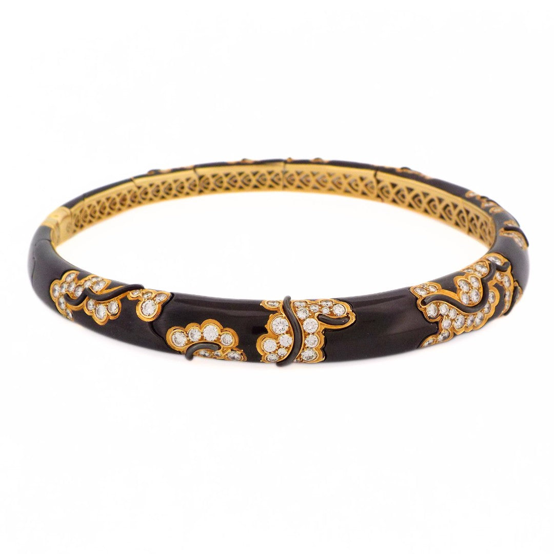 Marina B 18K Black Enamel Diamond 'Écume' Choker Necklace
