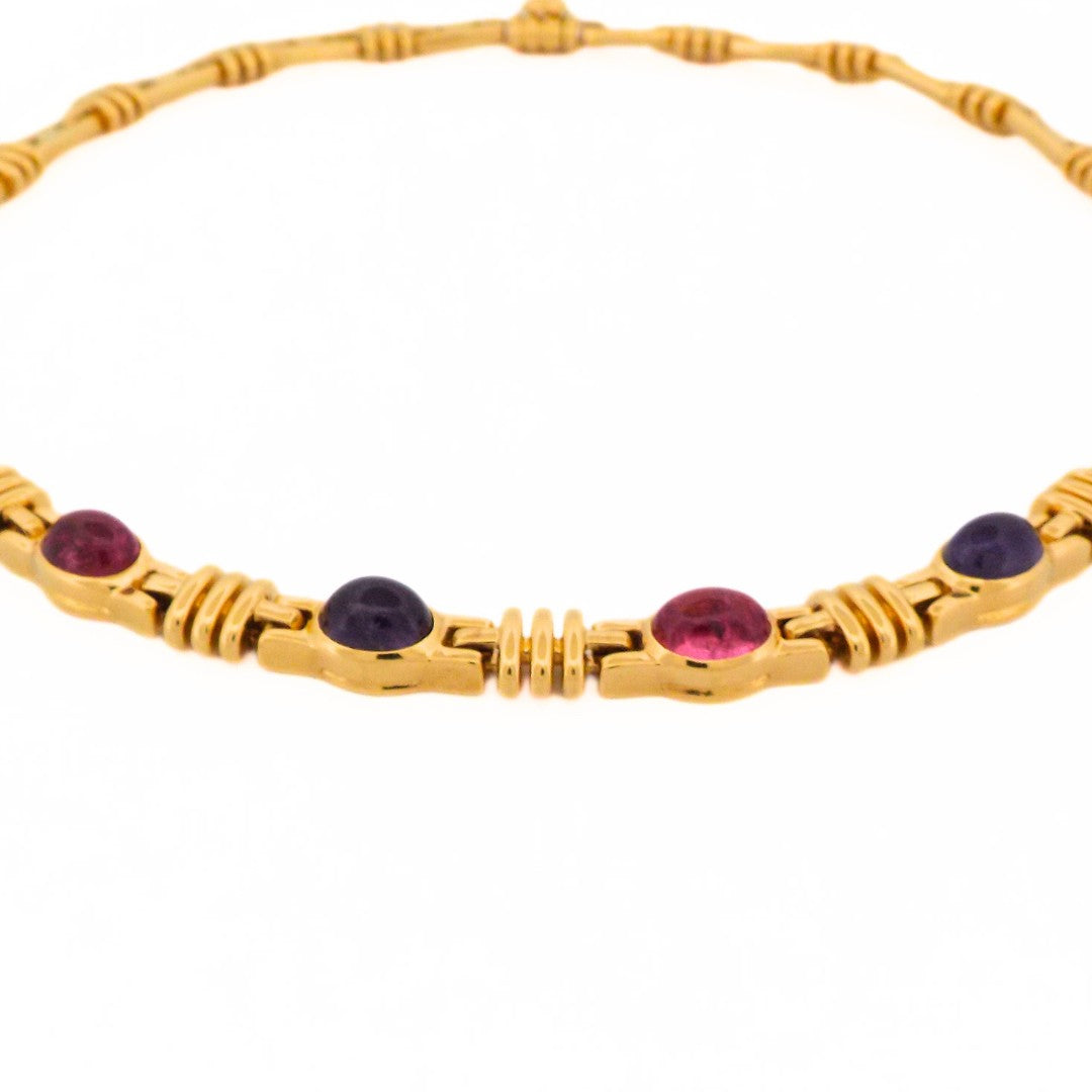 Bulgari 18K Sapphire Pink Tourmaline Chain Necklace