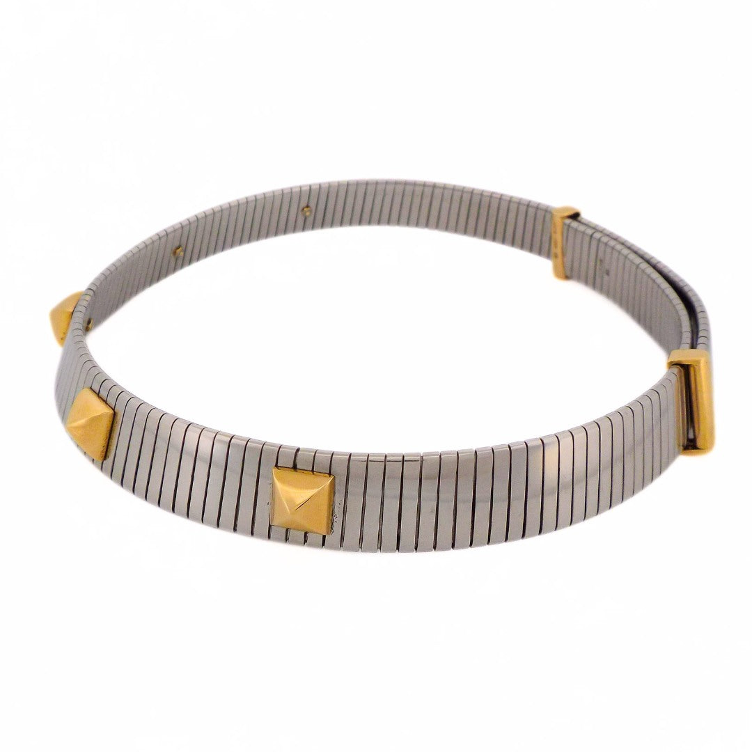 Bulgari 18K Steel Tubogas Grommet Adjustable Choker Necklace