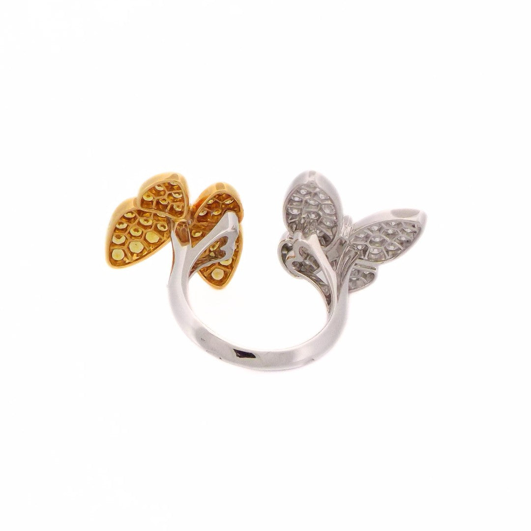 Van Cleef & Arpels 18K Diamond Sapphire Two Butterfly Ring SZ 49