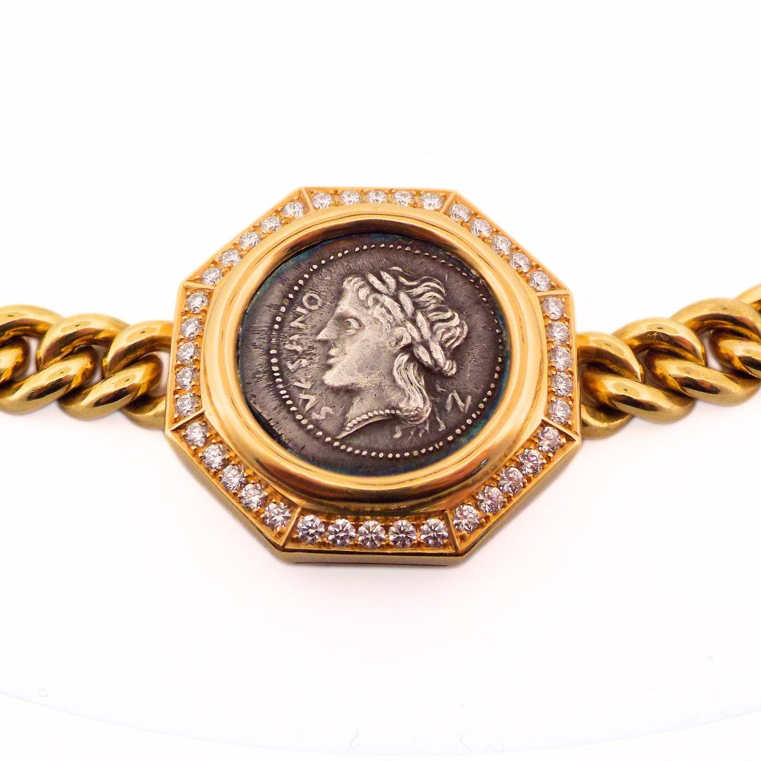 Bulgari 18K Diamond Monete Chain Bracelet