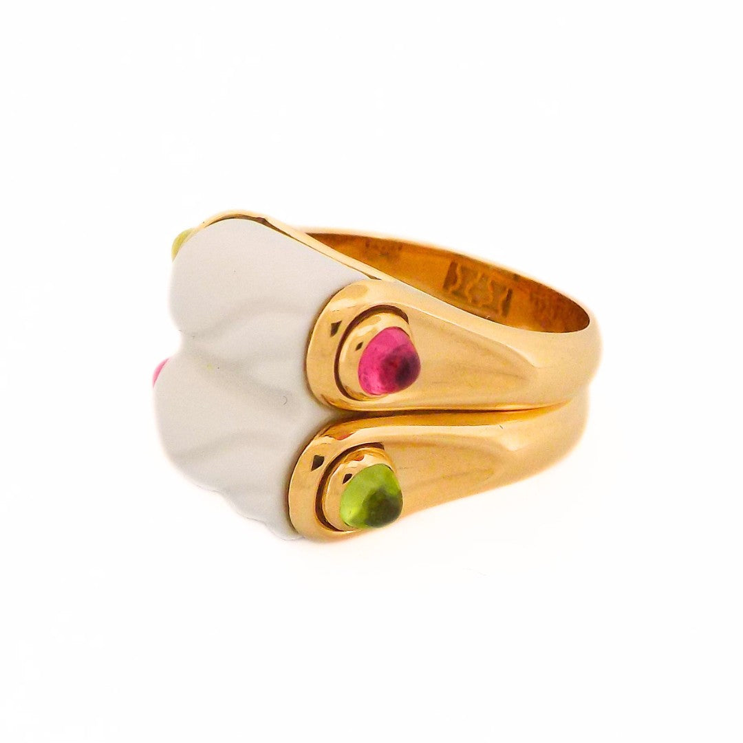 Bulgari 'Chandra' 18K Tourmaline Peridot Ceramic Ring