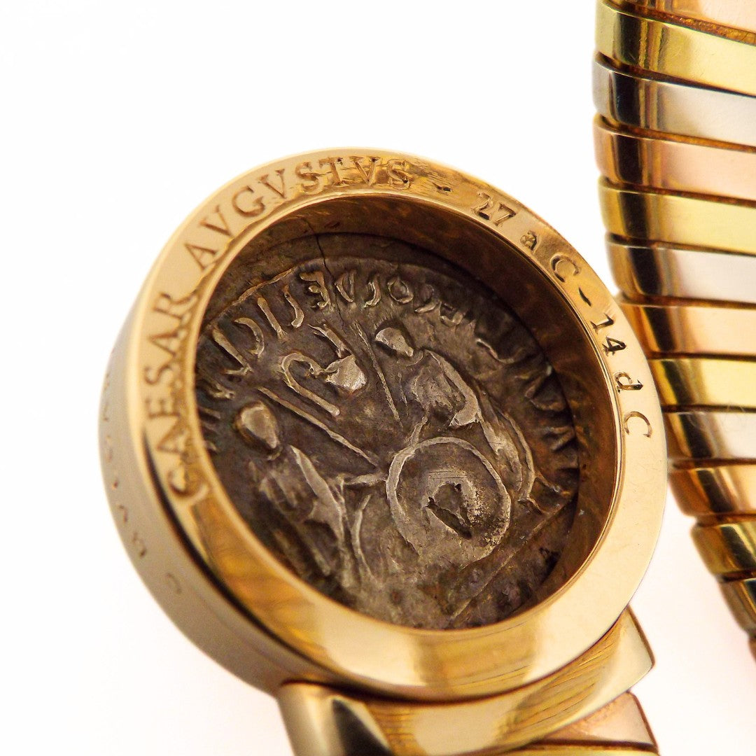 Bulgari 18K Tri-Gold Tubogas Three-Row Monete Bracelet