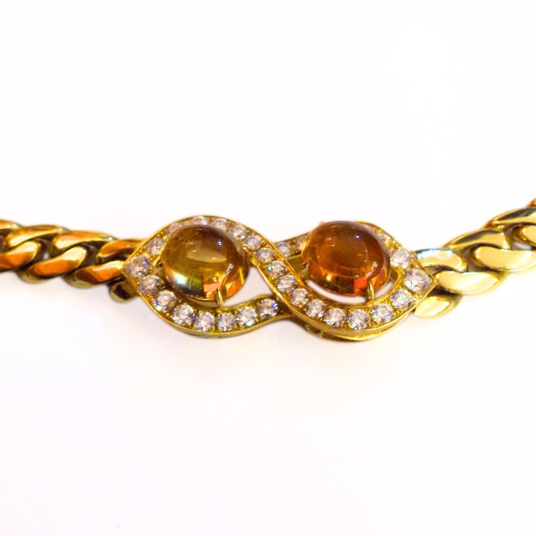 Bulgari 18K 'Toi et Moi' Sautoir Citrine Diamond Chain Necklace