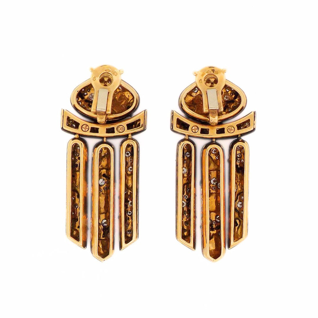 Marina B 18K Black Enamel Diamond 'Mitzouko' Earclip Earrings