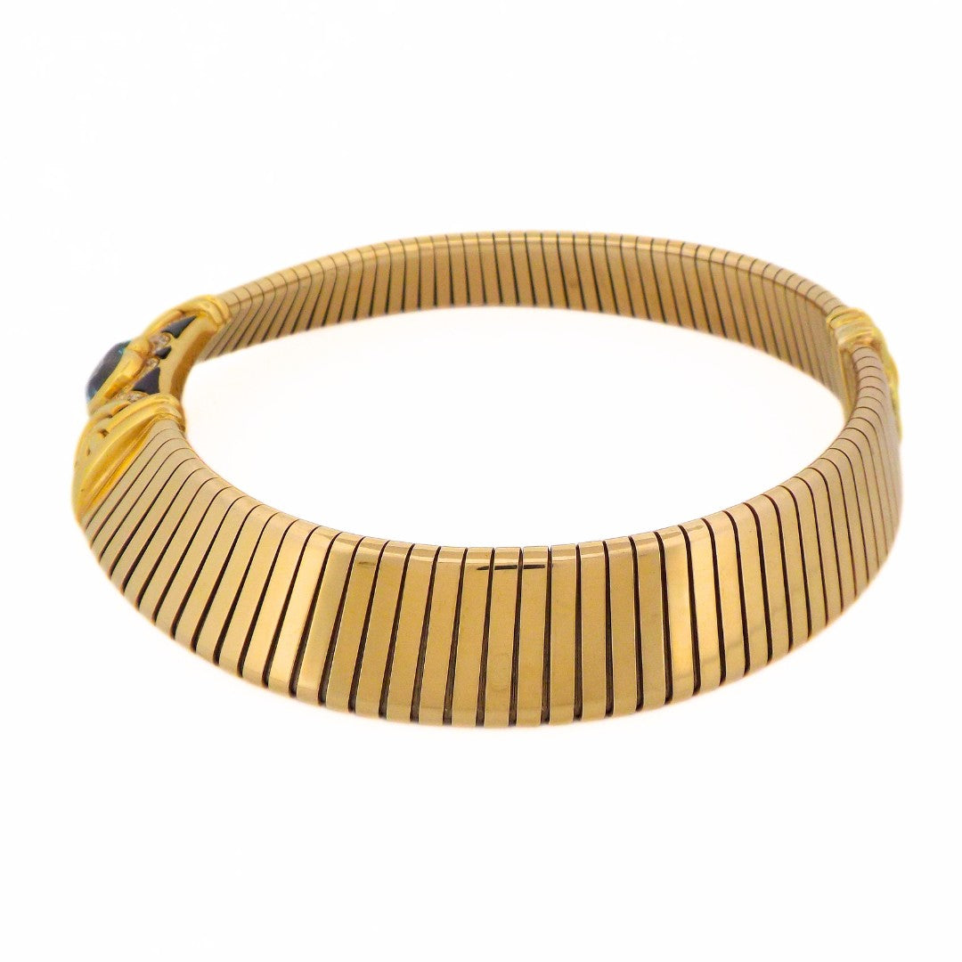 Bulgari 18K Tubogas Parentesi Aquamarine Collar Necklace