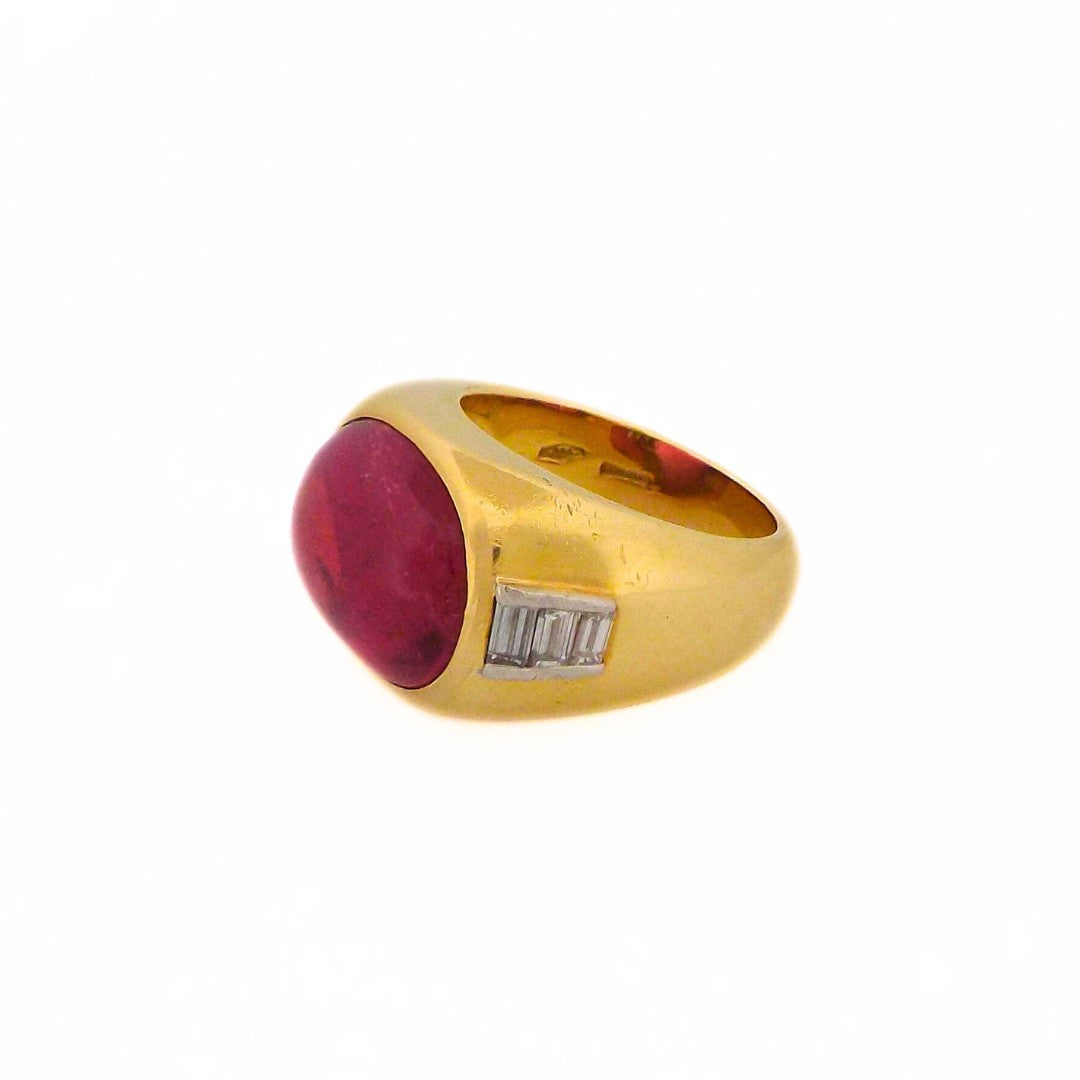 Bulgari 18K Rubellite Diamond Ring