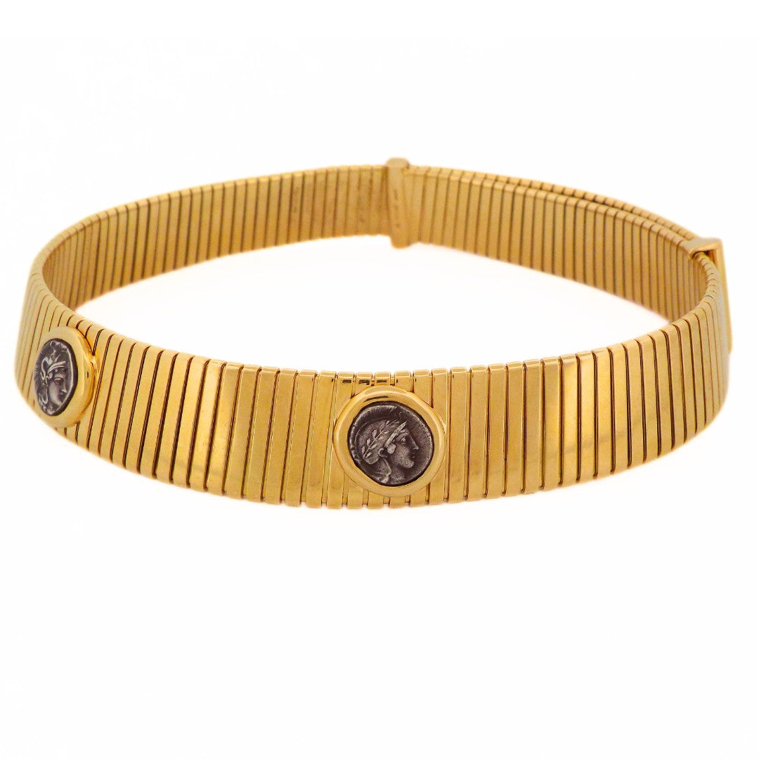 Bulgari 18K Gold 'Monete' Tubogas Choker Necklace