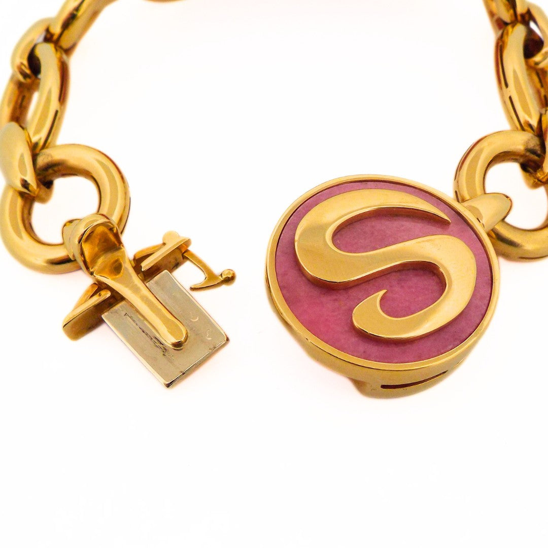 Bulgari 18K Yellow Gold Rhodochrosite Bracelet