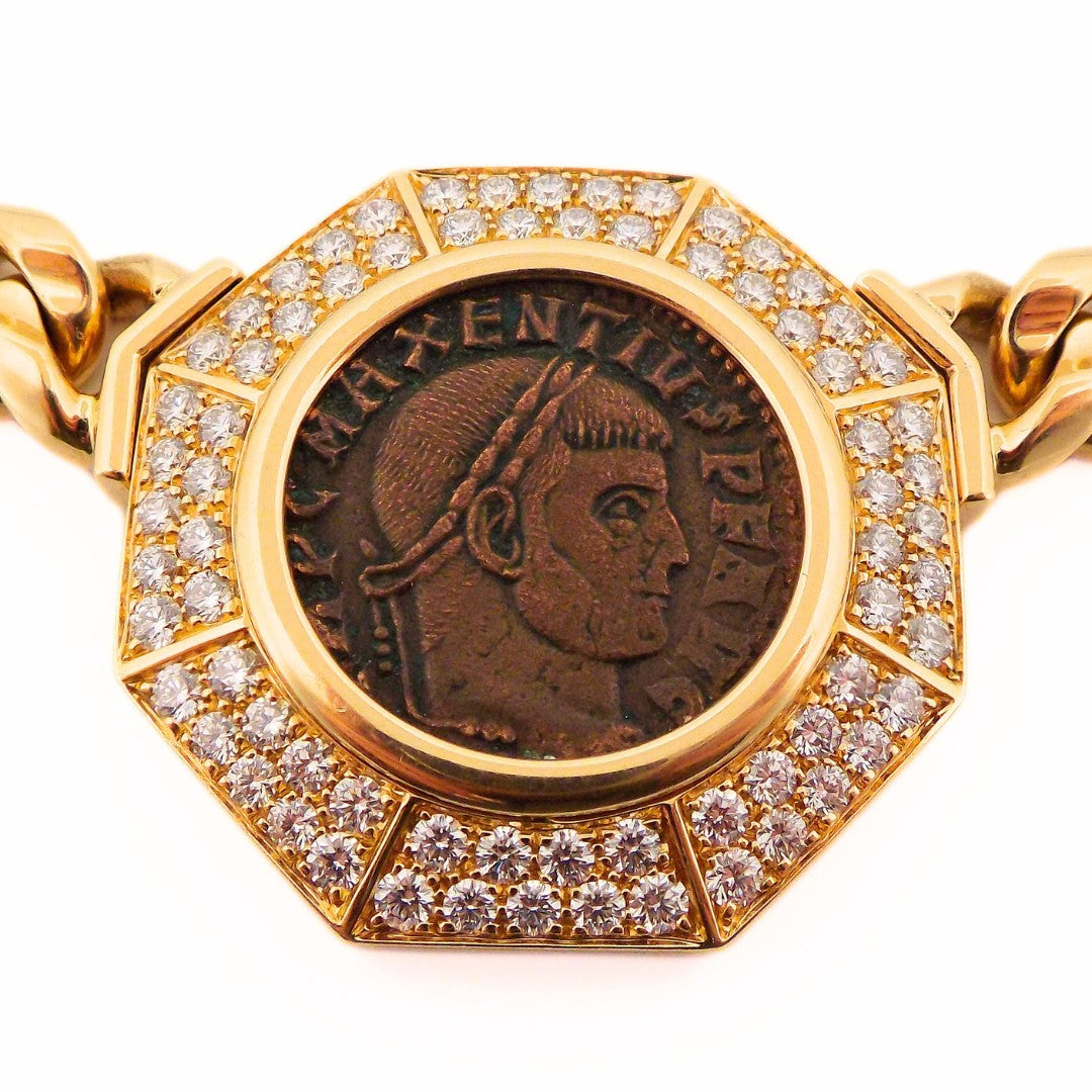 Bulgari 18K Monete Diamond Chain Necklace