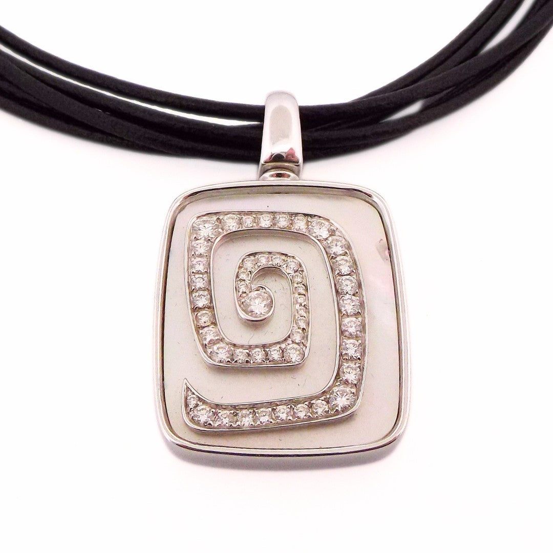 Bulgari 18K Mother-of-Pearl Diamond Leather Rope Necklace