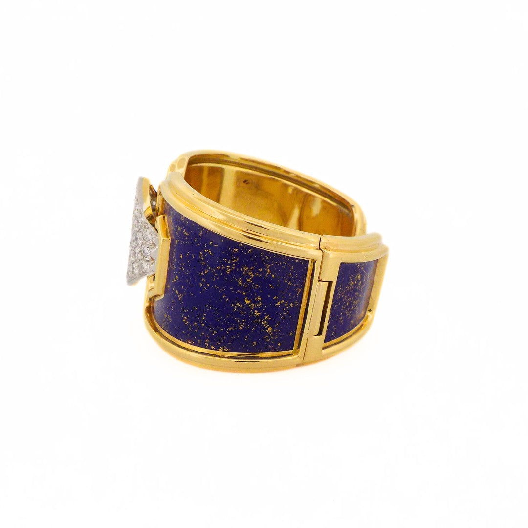 David Webb 18K Blue Enamel Diamond Bracelet