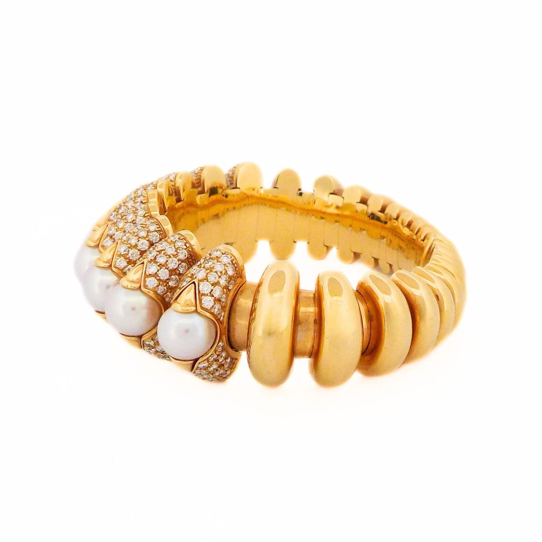 Bulgari 18K Pearl Diamond 'Celtica' Bracelet