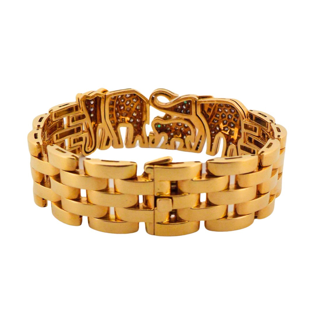 Cartier 18K Diamond Emerald Elephant Bracelet, French