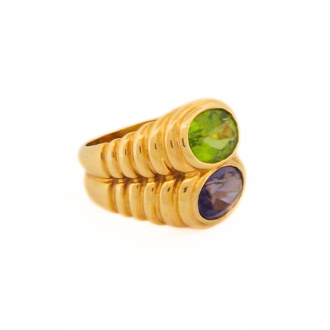 Bulgari 18K 'Doppio' Iolite Peridot Ring