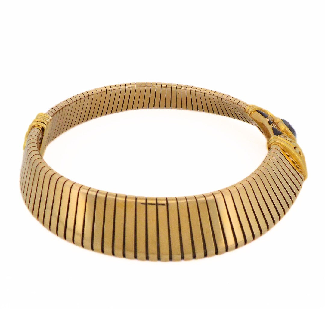 Bulgari 18K Tubogas Parentesi Aquamarine Collar Necklace