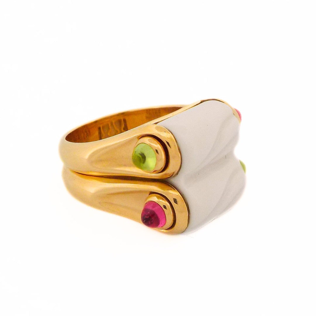 Bulgari 'Chandra' 18K Tourmaline Peridot Ceramic Ring
