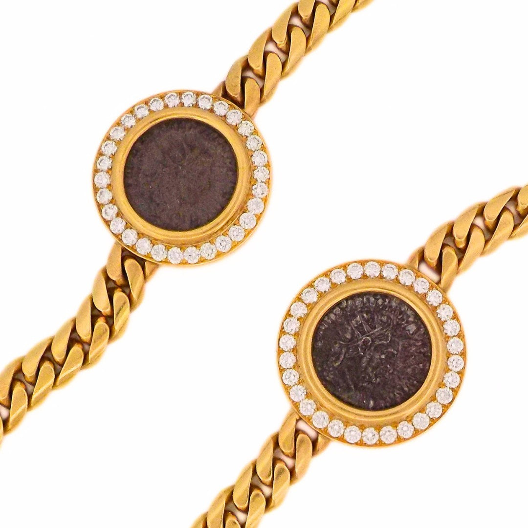 Bulgari 18K Diamond 'Monete' 7-Coin Chain Necklace