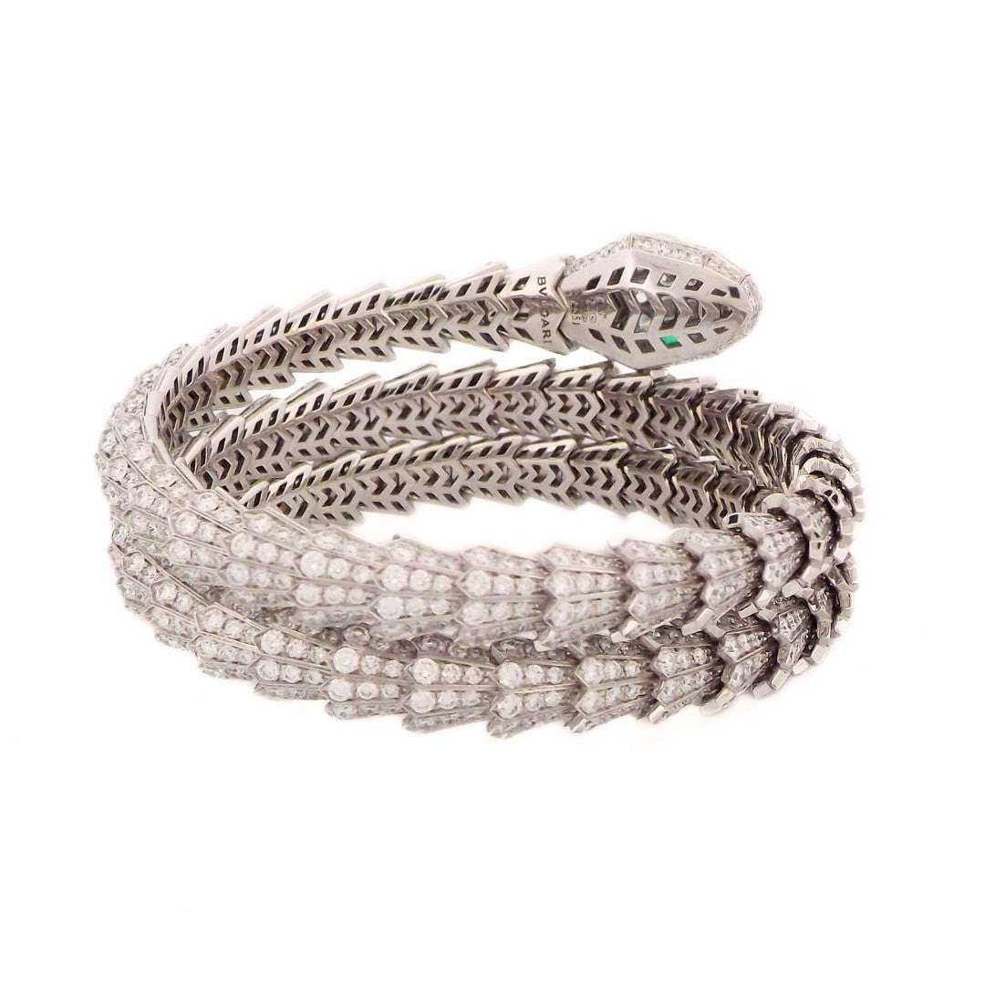 Bulgari 18K Diamond Emerald 'Serpenti' Bracelet