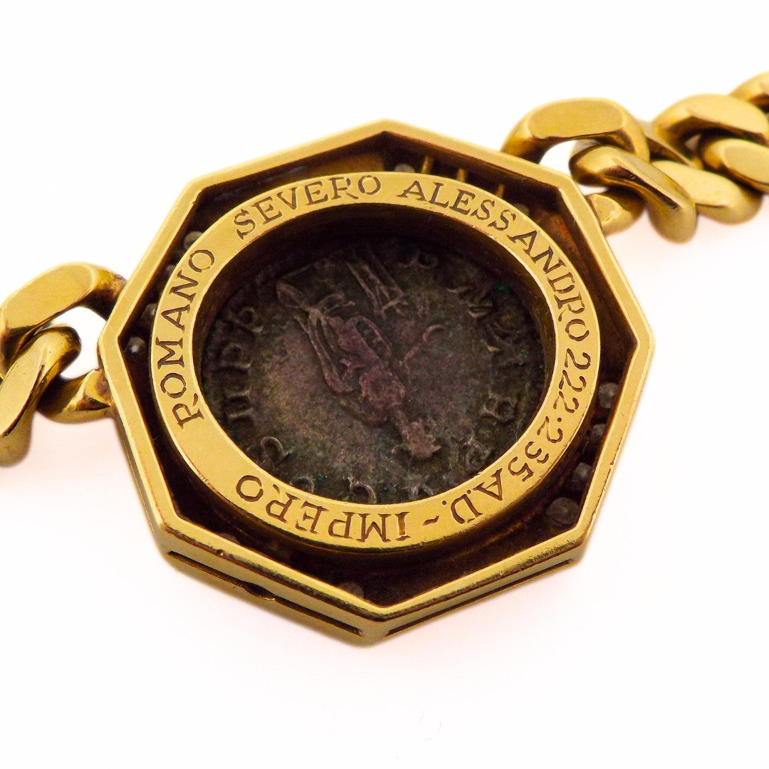 Bulgari 18K Diamond Ancient Roman Monete Chain Necklace