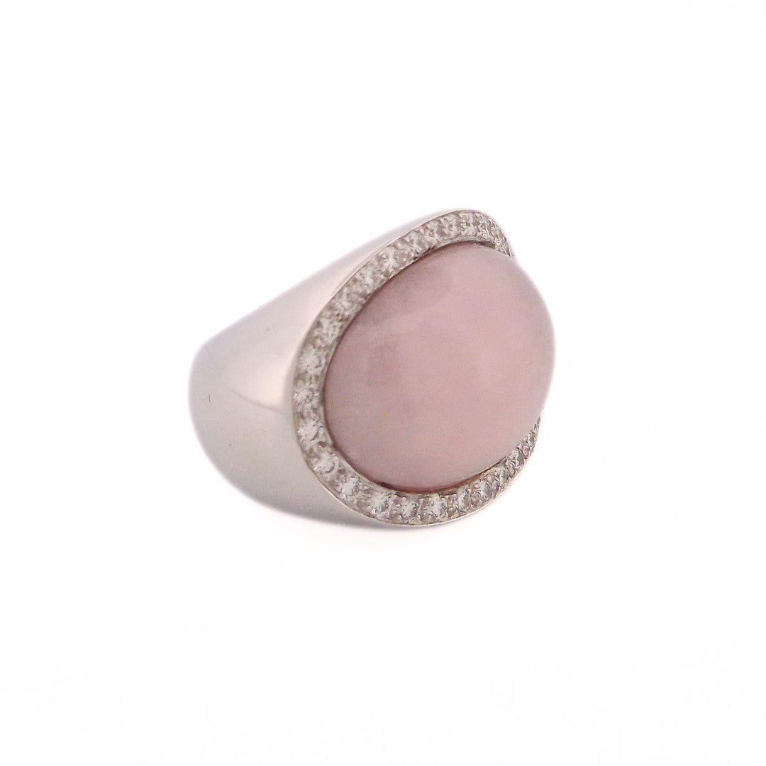 Van Cleef & Arpels 18K Rose Quartz Ring SZ 52