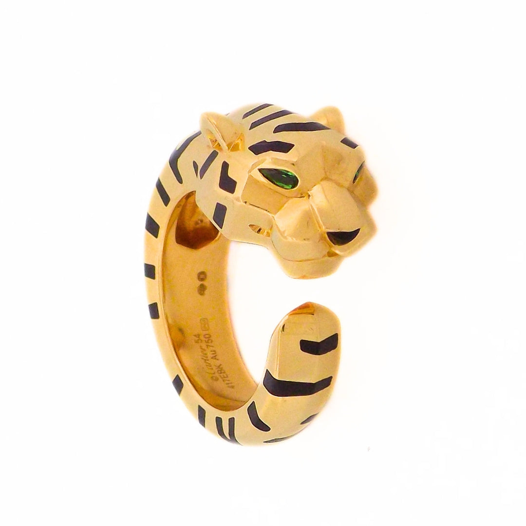 Cartier 18K 'Panthère de Cartier' Onyx Garnet Ring SZ 54