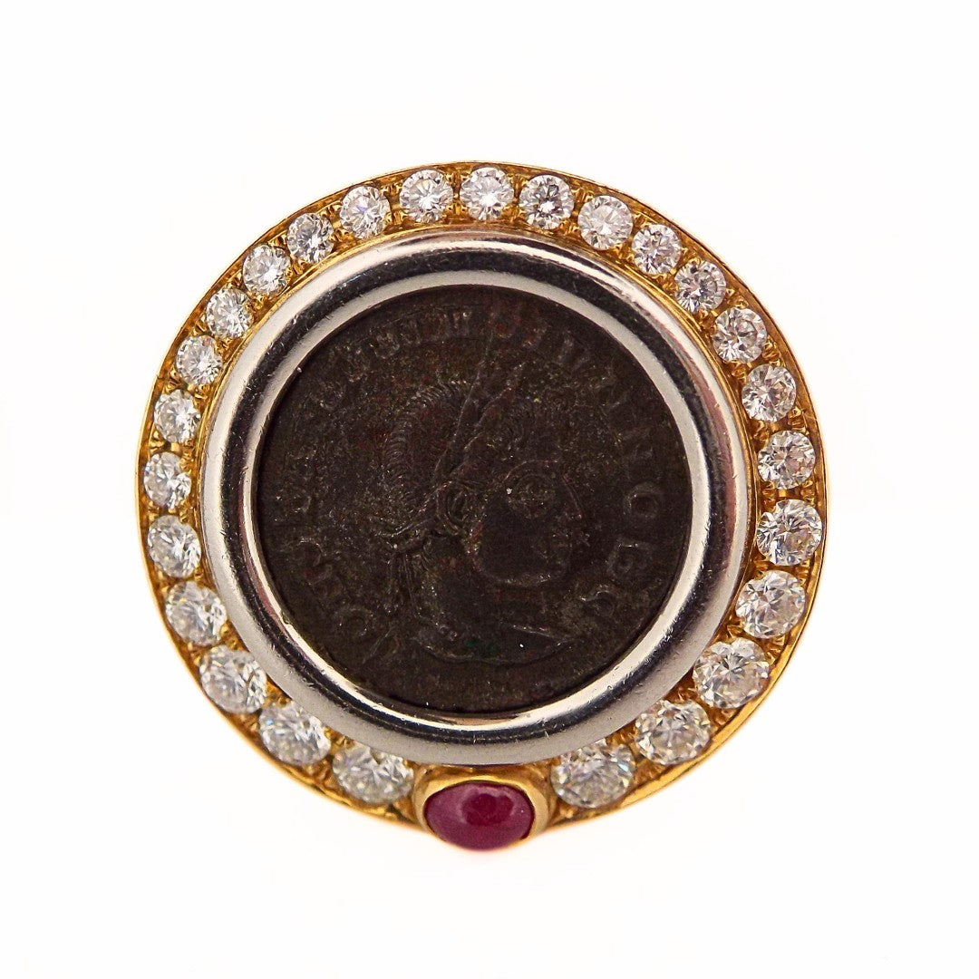 Bulgari 18K Diamond Ruby 'Monete' Earrings