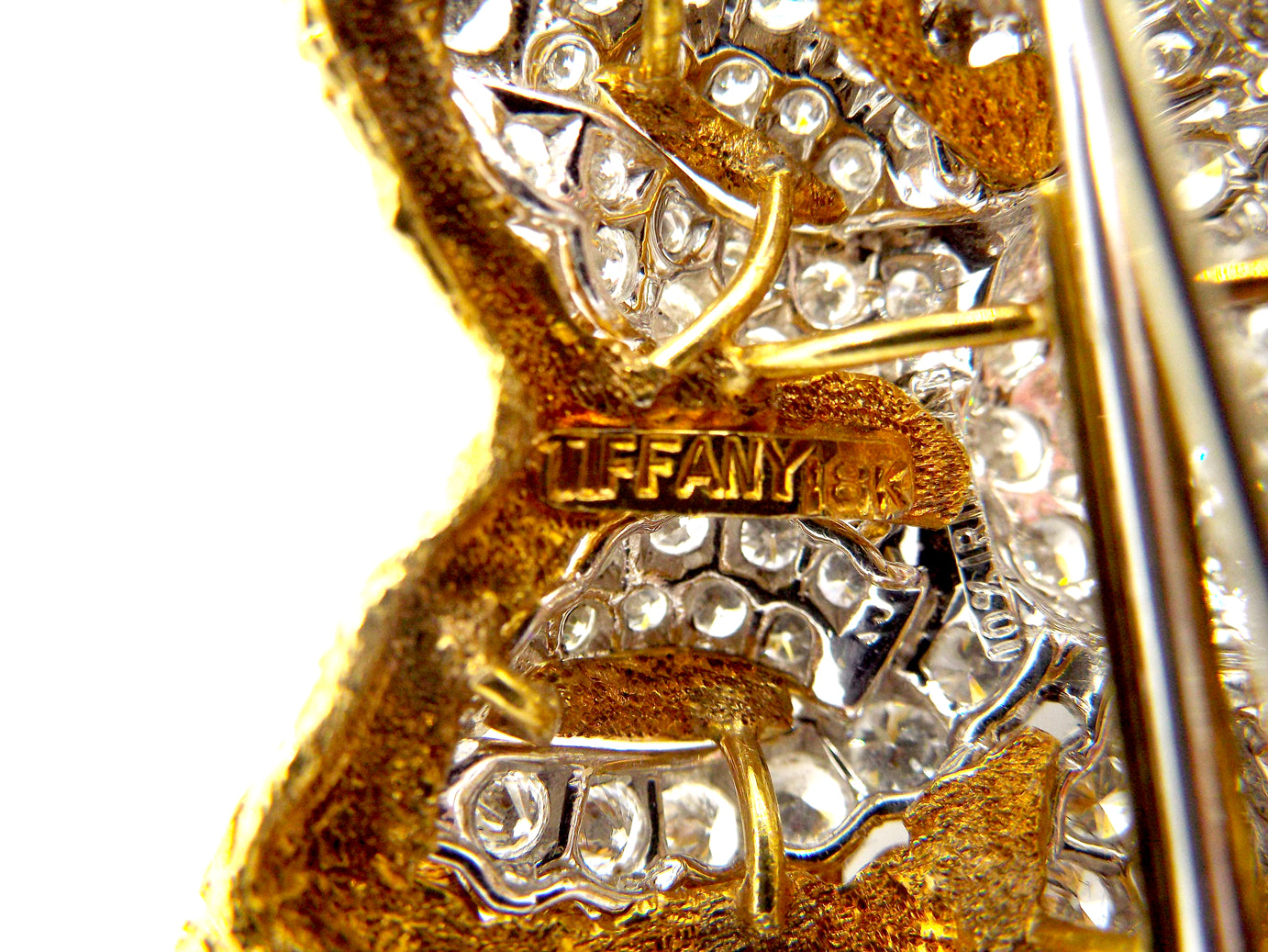Tiffany & Co. 18K Yellow Gold Platinum Diamond Flower Pin Brooch
