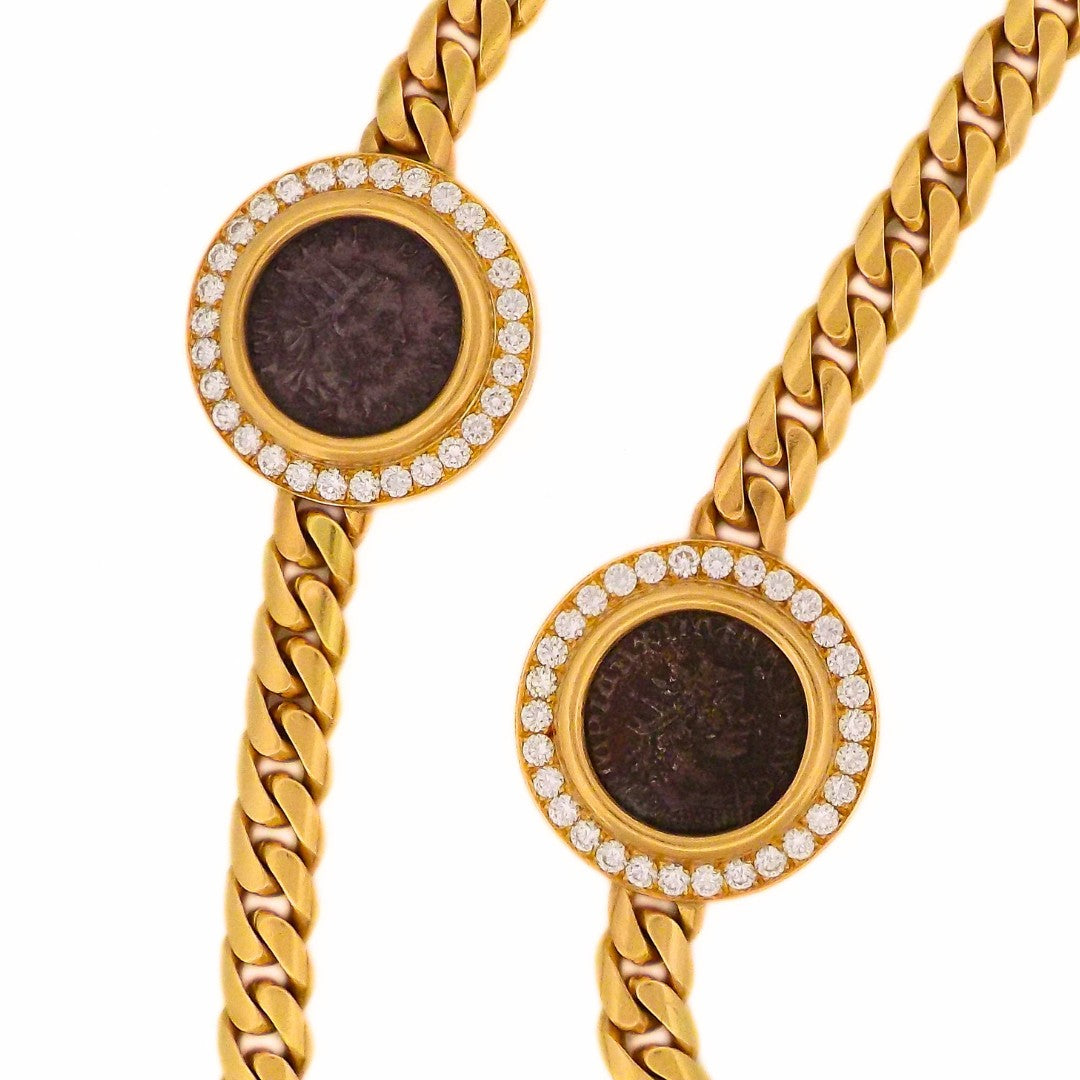 Bulgari 18K Diamond 'Monete' 7-Coin Chain Necklace