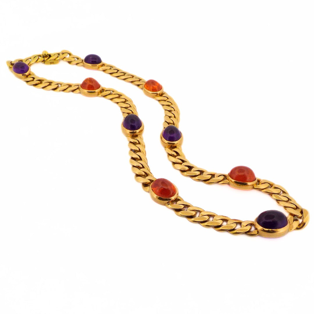 Bulgari 18K Amethyst Citrine Chain Necklace