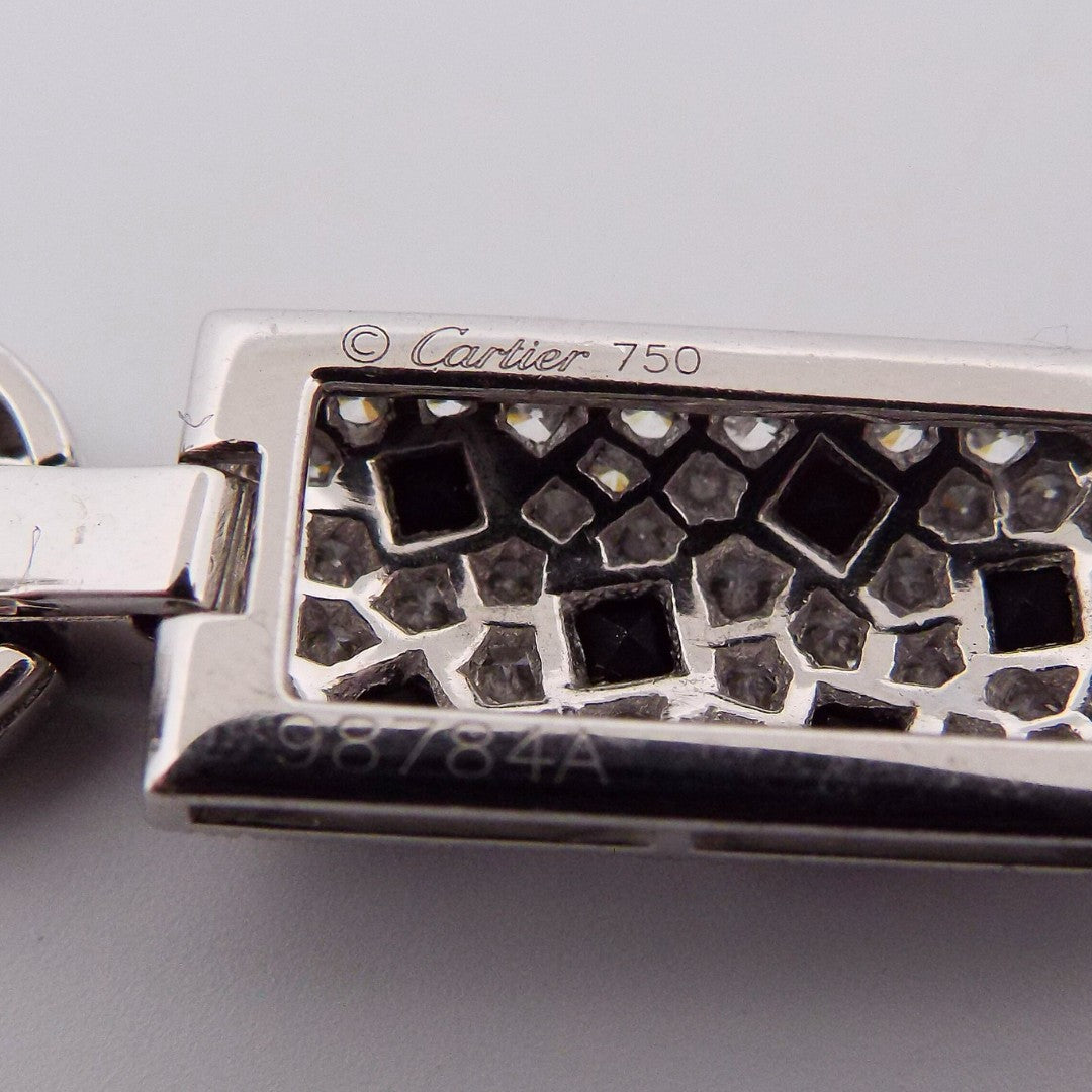 Cartier 18K Diamond Emerald Onyx 'Panthere' Earrings