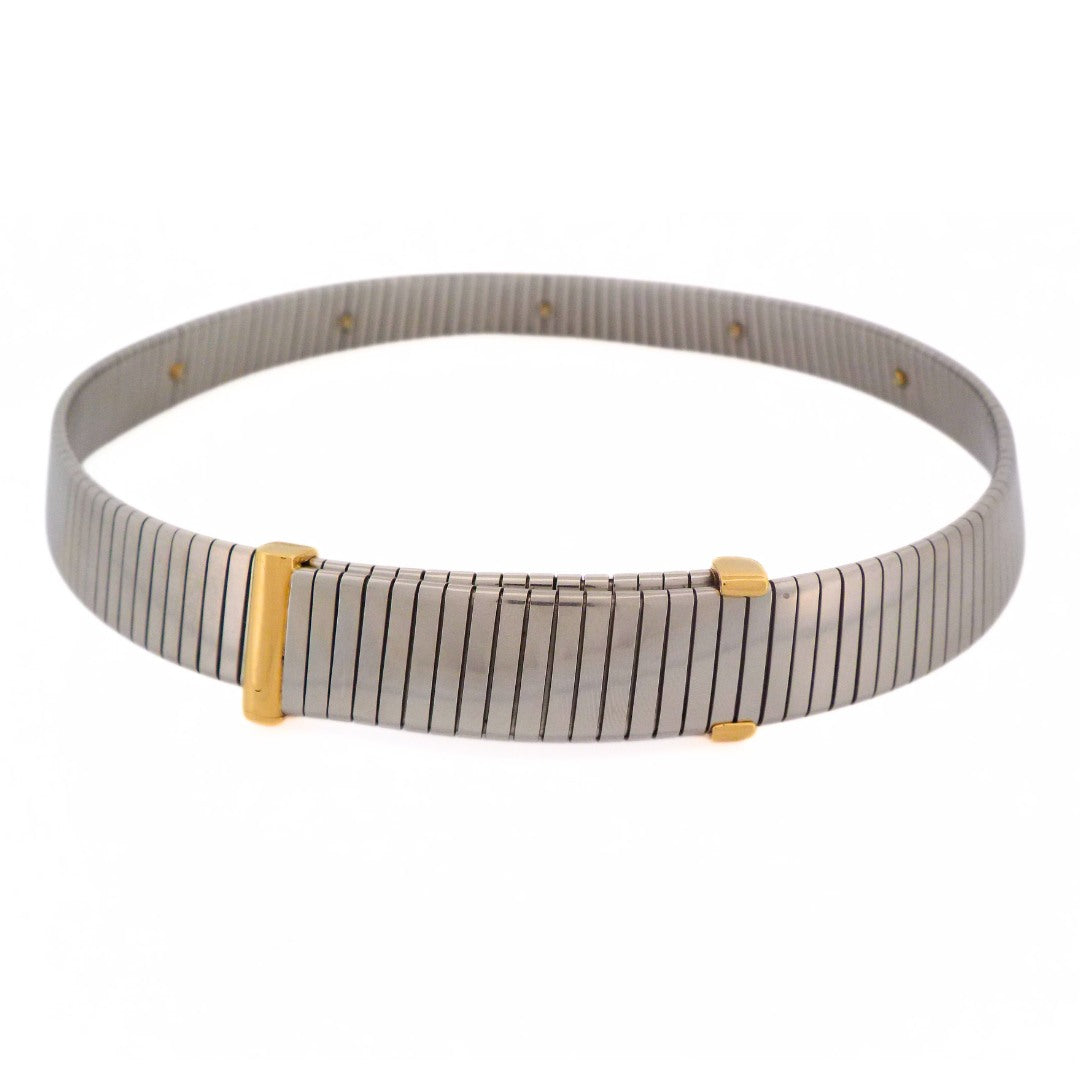 Bulgari 18K Steel Tubogas Grommet Adjustable Choker Necklace