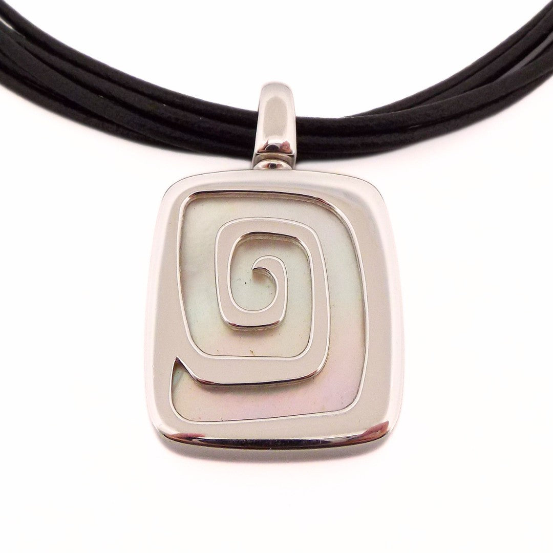 Bulgari 18K Mother-of-Pearl Diamond Leather Rope Necklace