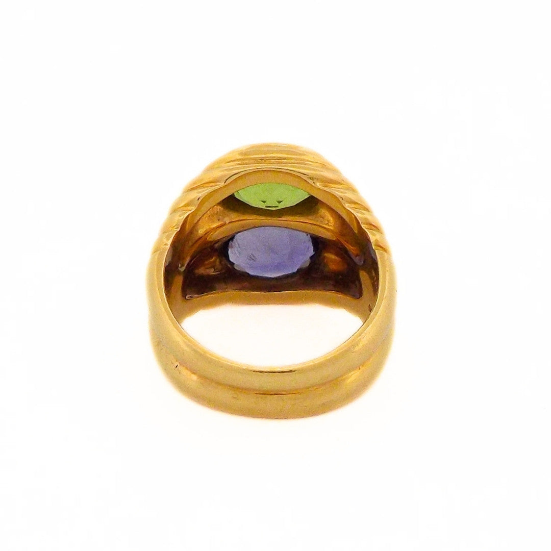 Bulgari 18K 'Doppio' Iolite Peridot Ring