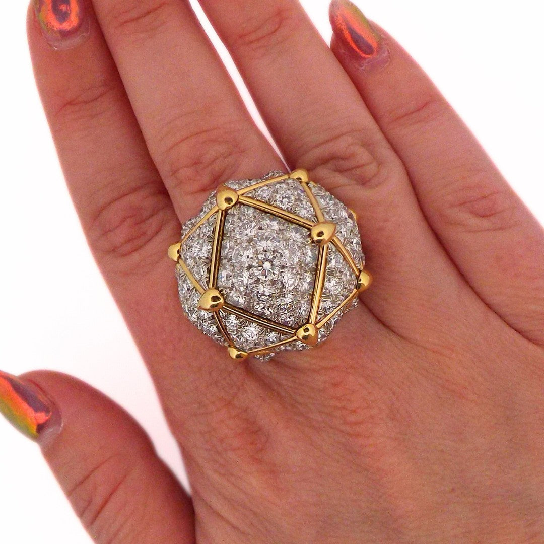 David Webb 18K Diamond Geodesic Dome Ring