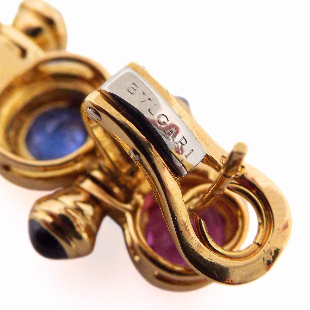 Bulgari 18K Multi-Color Sapphire Diamond Earrings
