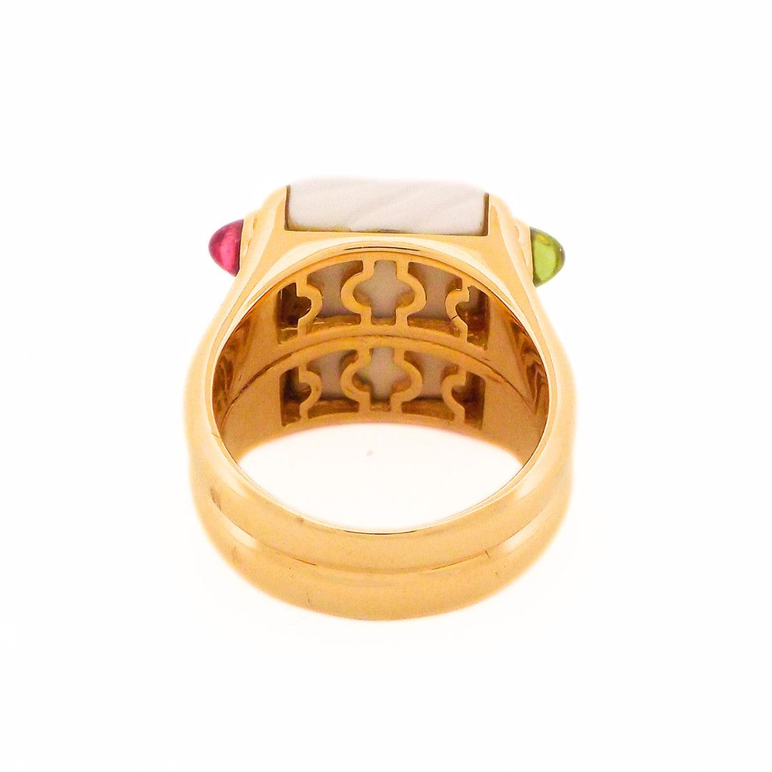 Bulgari 'Chandra' 18K Tourmaline Peridot Ceramic Ring