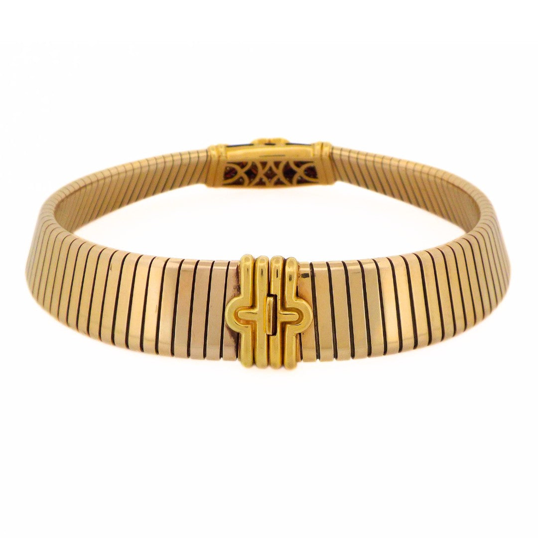 Bulgari 18K Tubogas Parentesi Aquamarine Collar Necklace