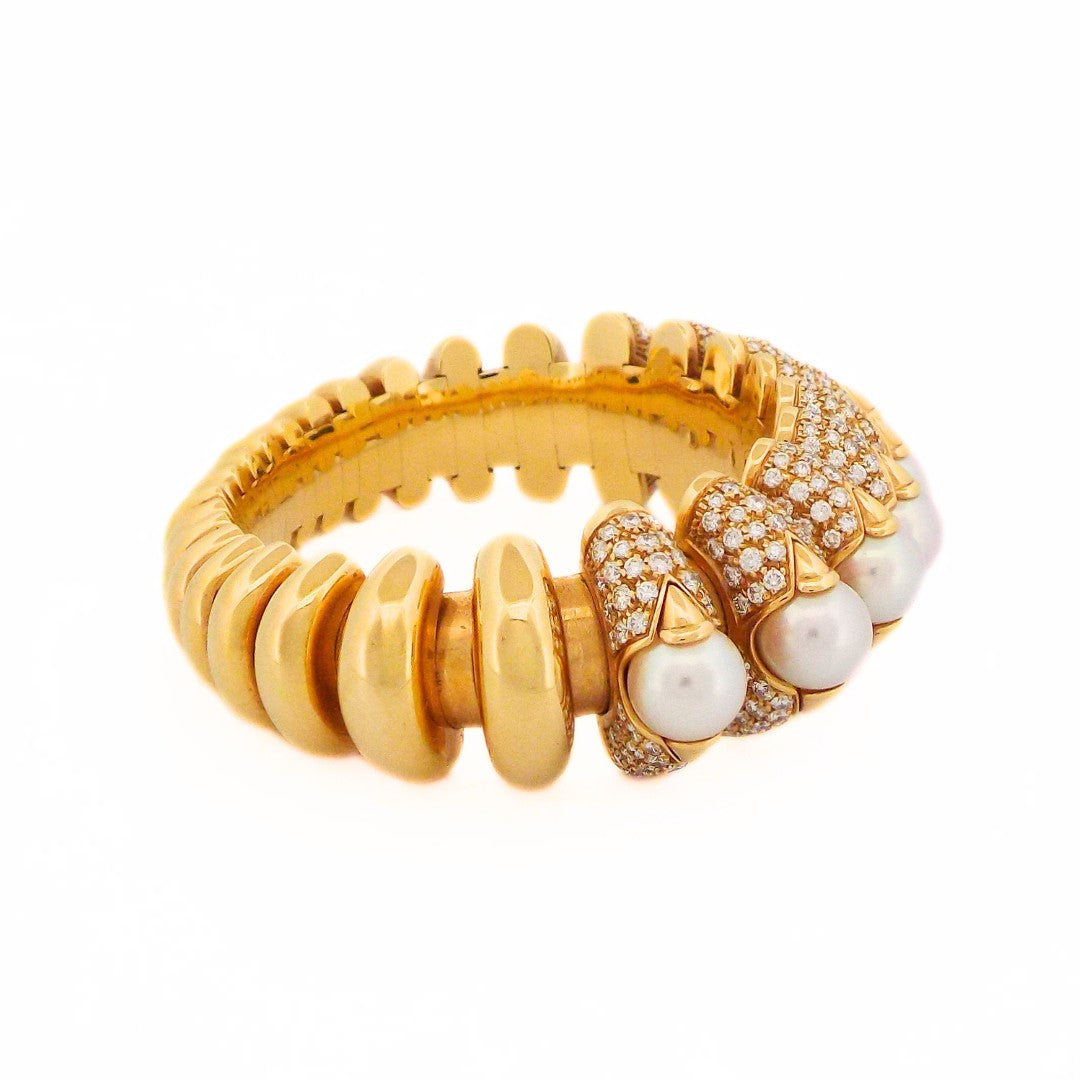 Bulgari 18K Pearl Diamond 'Celtica' Bracelet