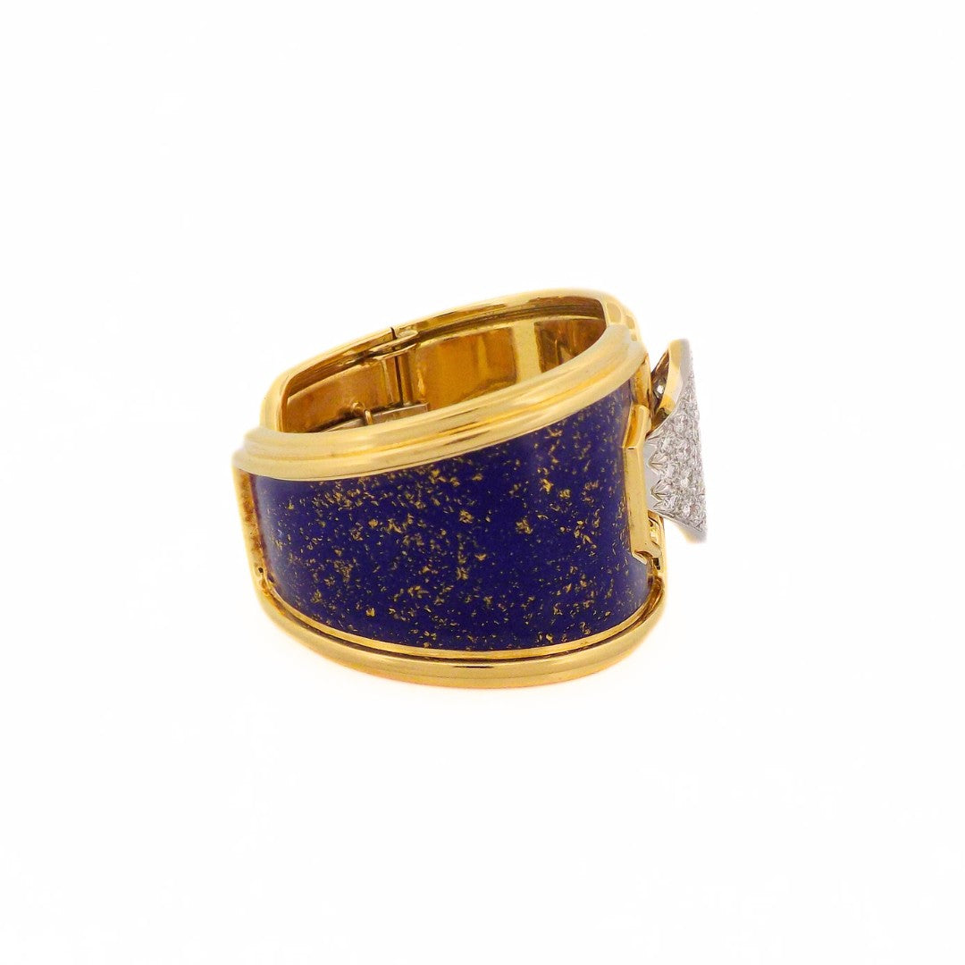 David Webb 18K Blue Enamel Diamond Bracelet